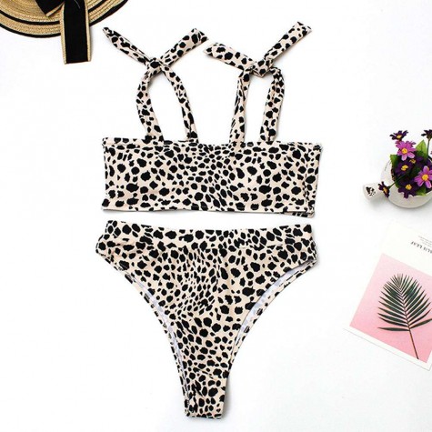 Charming Bikini Set Spaghetti Strap High Waist Swimsuit