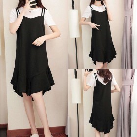 Strap Dress Sleeveless Ruffle Irregular Swing Casual Dress