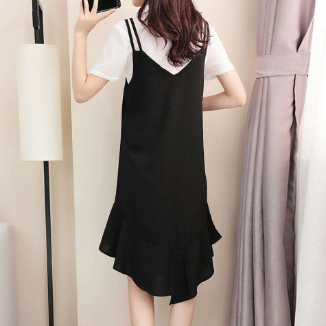 Strap Dress Sleeveless Ruffle Irregular Swing Casual Dress