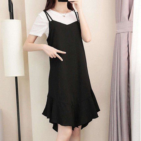 Strap Dress Sleeveless Ruffle Irregular Swing Casual Dress