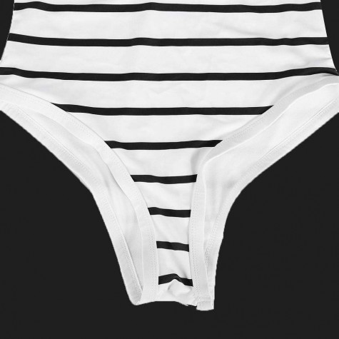 Striped One Piece Swimsuit Charming Zipper Bikini Monokini Beachwear