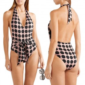 One-Piece Swimsuit Polka Dots V Neck Beach Padded Charming Monokini