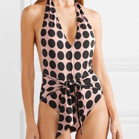 One-Piece Swimsuit Polka Dots V Neck Beach Padded Charming Monokini