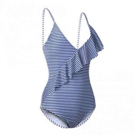 Off Shoulder Stripe One Piece Swimwear Ruffles Swimsuit Monokini