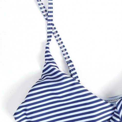 Off Shoulder Stripe One Piece Swimwear Ruffles Swimsuit Monokini