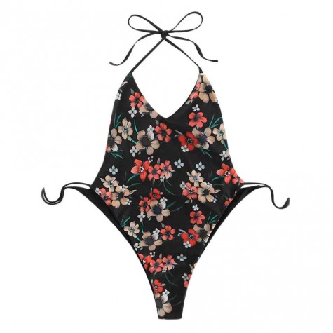 One Piece Swimsuit Summer Beach Floral Print Swimwear Monokini