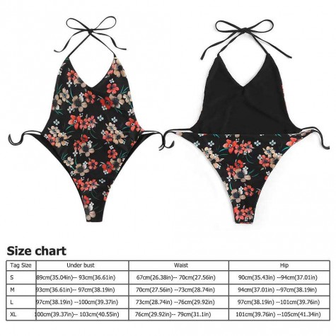 One Piece Swimsuit Summer Beach Floral Print Swimwear Monokini