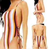 One Piece Swimsuit Stripe Monokini Bandages Charming Bathing Suits