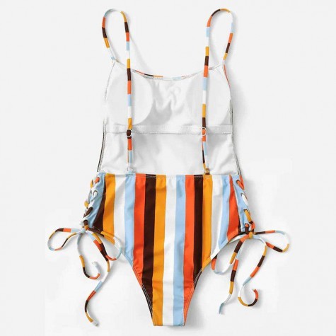 One Piece Swimsuit Stripe Monokini Bandages Charming Bathing Suits